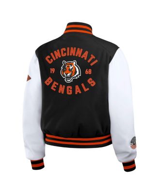 Women's Black/White Cincinnati Bengals Varsity Full-Zip Jacket