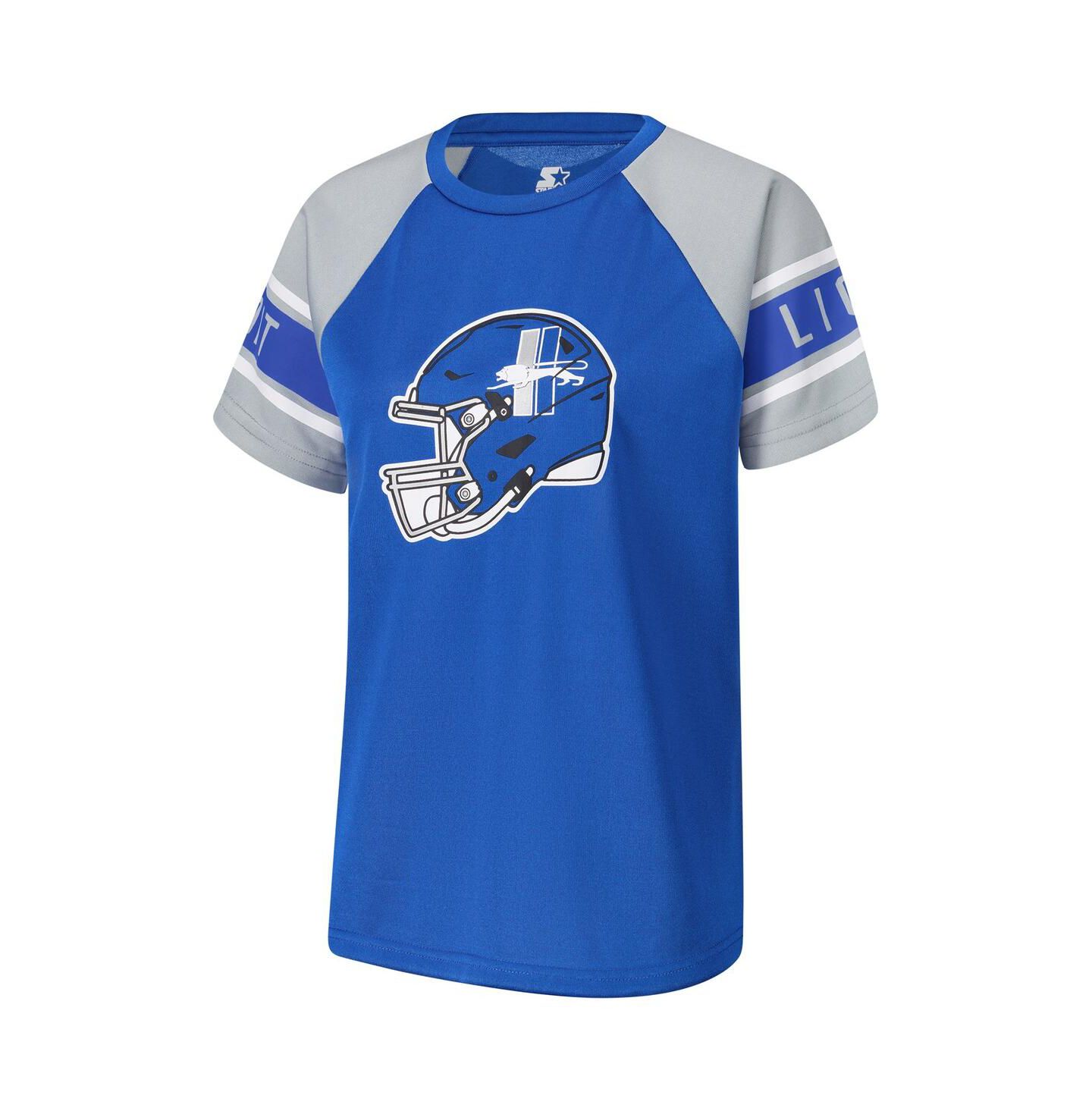 Женский топ Starter Blue Detroit Lions 1st Rounder Color Block Raglan — фото 3