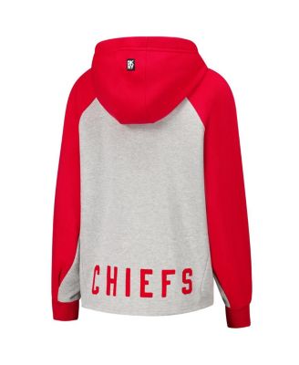 Women's Gray/Red Kansas City Chiefs Joy Cropped Raglan Pullover Hoodie