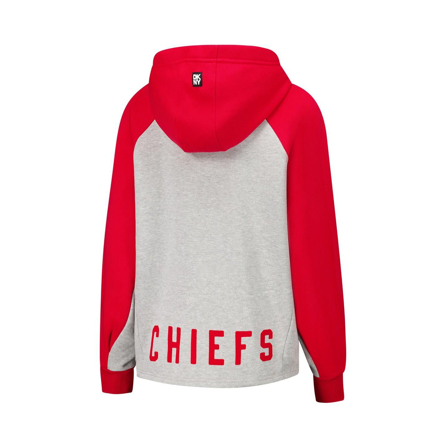 Женское худи DKNY Gray/Red Kansas City Chiefs Joy Cropped Raglan Pullover — фото 2