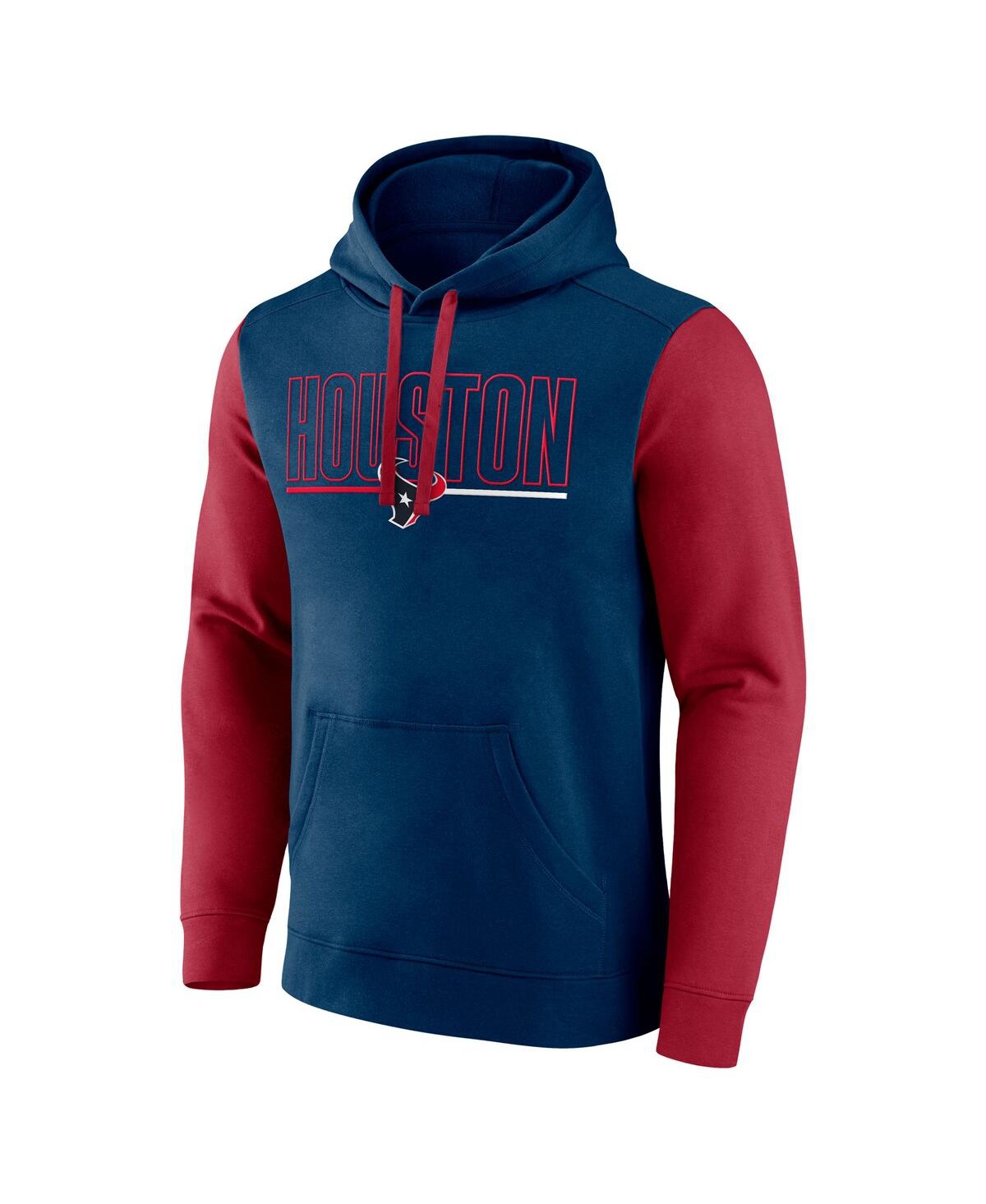 Fanatics Men's Navy/red Houston Texans Outline Pullover Hoodie In Navy,red