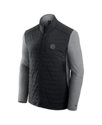 Men's and Women's Black/Heather Gray Pittsburgh Steelers Front Office Tonal Full-Zip Jacket
