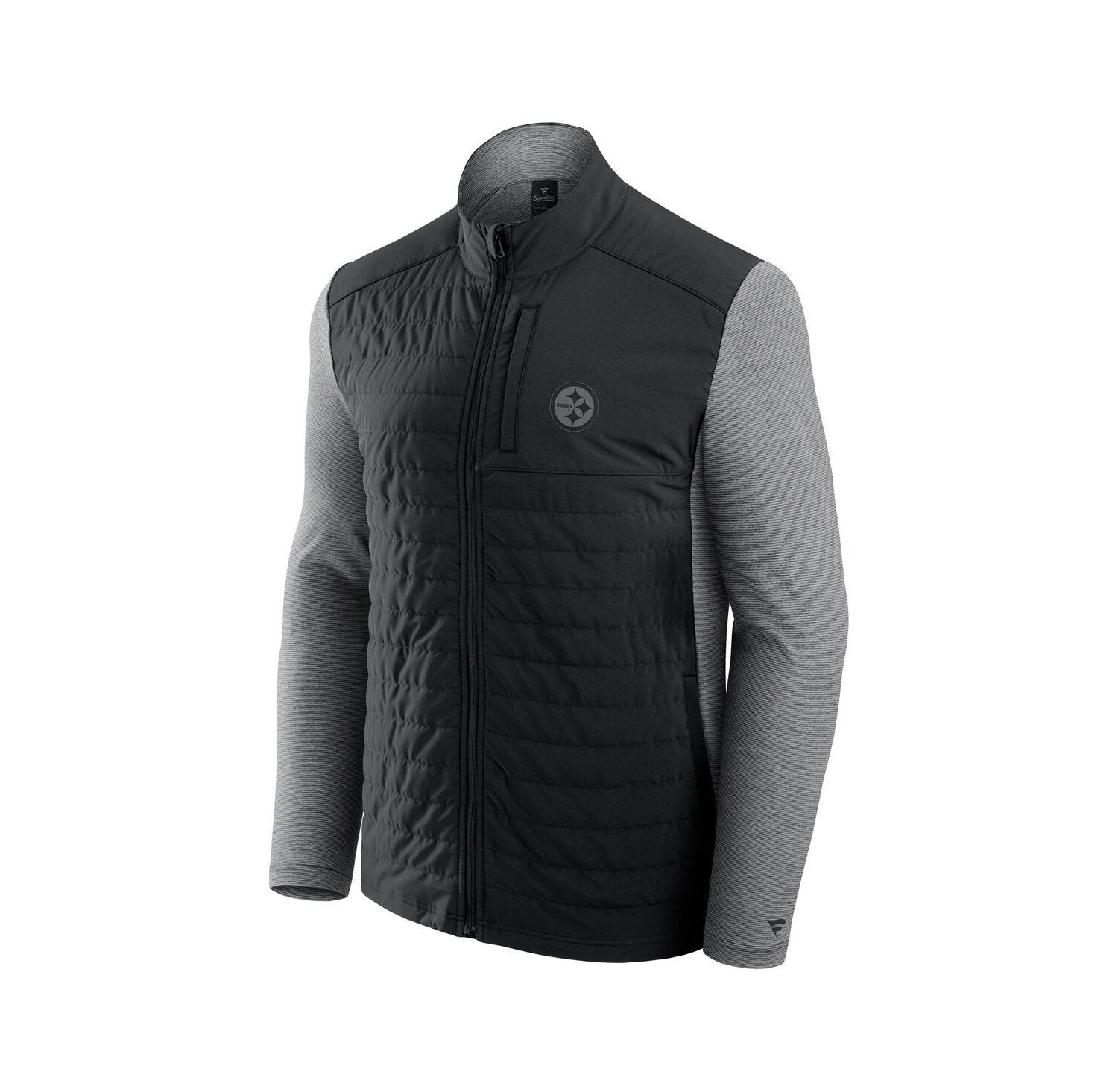 Men's and Women's Black/Heather Gray Pittsburgh Steelers Front Office Tonal Full-Zip Jacket