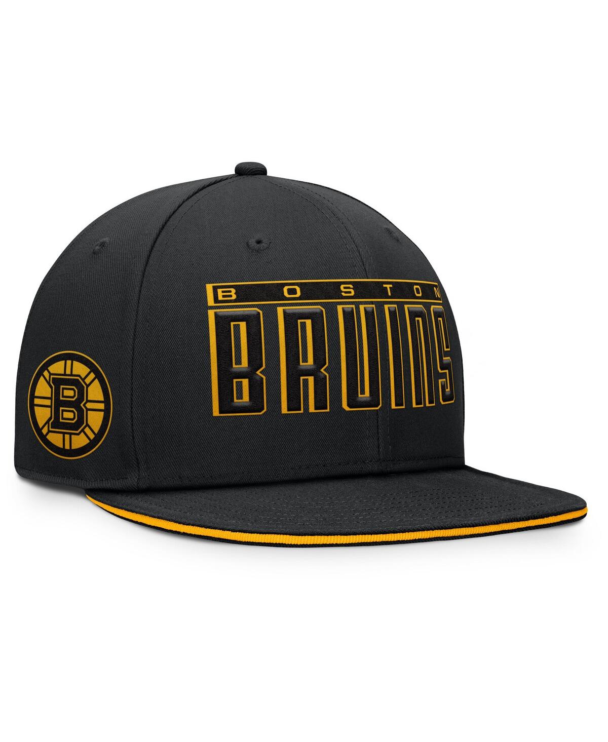 Fanatics Men's Black Boston Bruins Fundamental Gino Stack Snapback Hat In Black