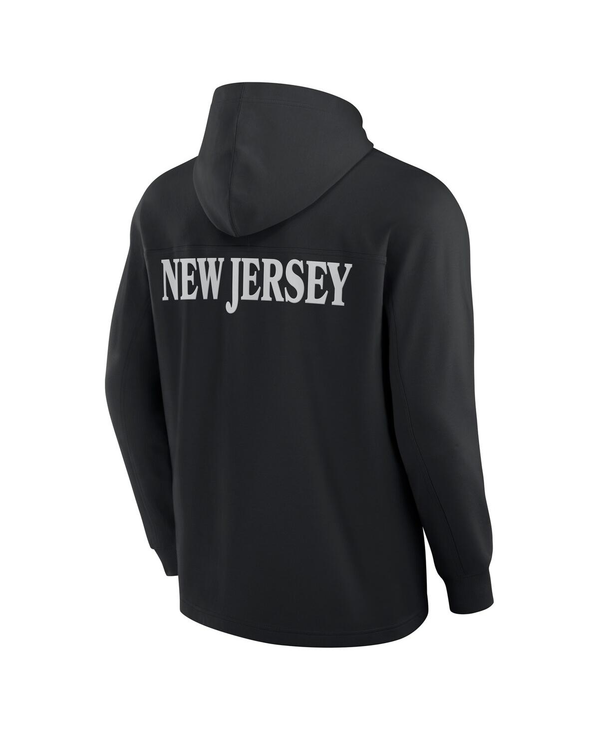 FANATICS MEN'S BLACK NEW JERSEY DEVILS ELEMENTS BLAZE TRI-BLEND LONG SLEEVE HOODIE T-SHIRT