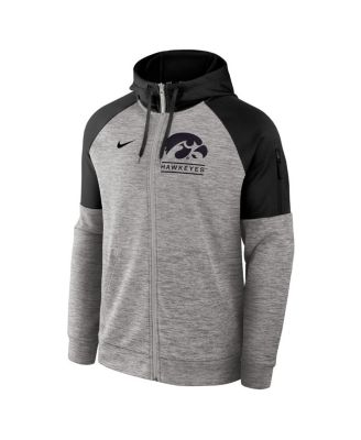 Men's Heather Gray Iowa Hawkeyes Fitness Raglan&nbsp;Performance Full-Zip Hoodie