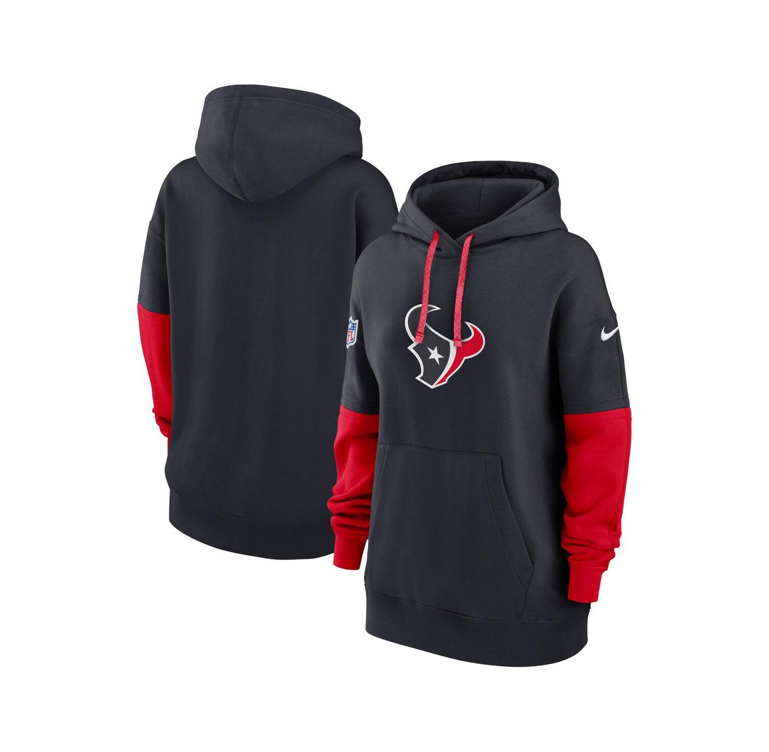 Women's Navy Houston Texans 2024 Sideline Essential Fleece Pullover Hoodie
