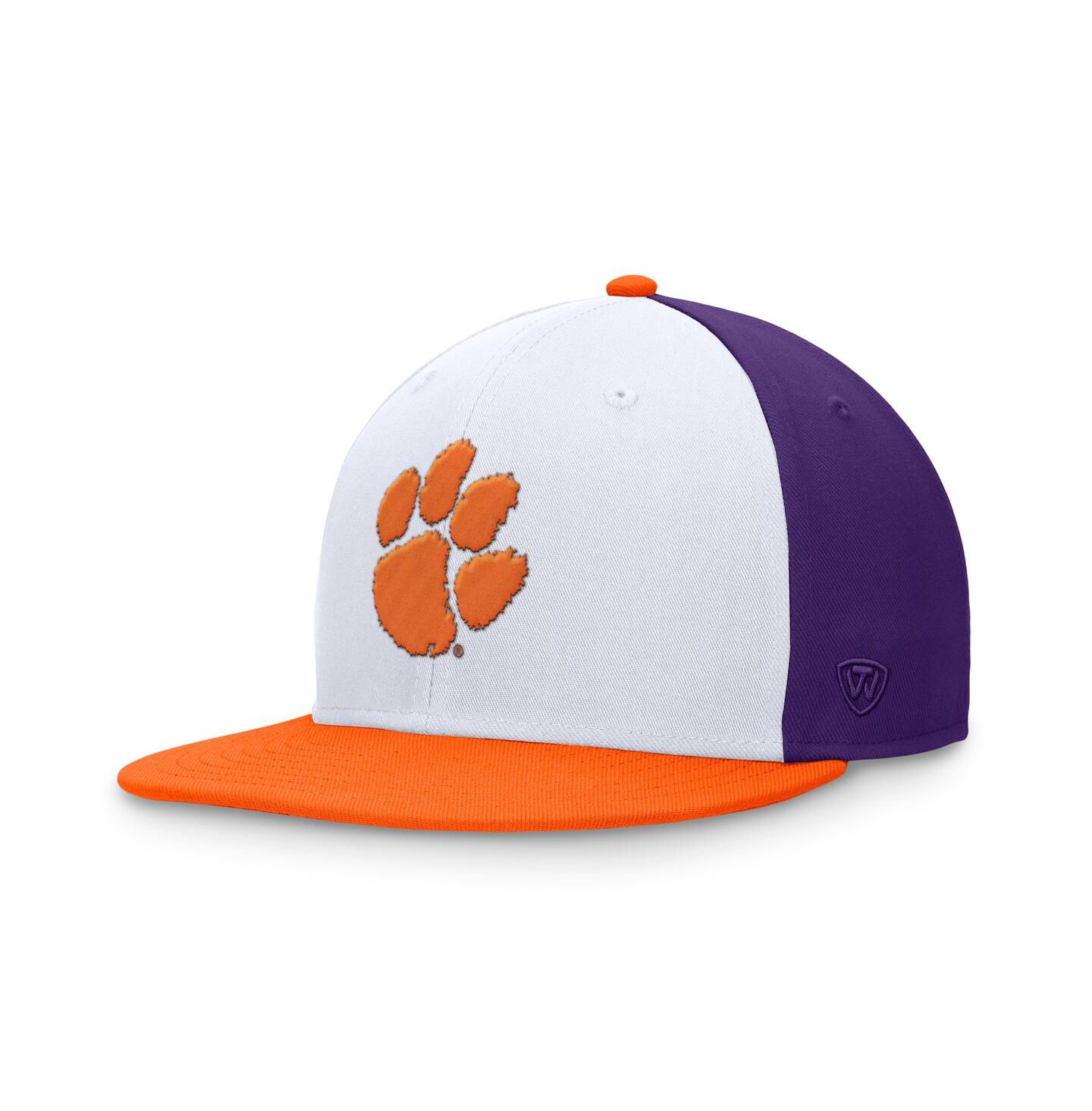 Мужская кепка Top of the World White/Orange Clemson Tigers Tri-Tone Heritage Collector Fitted Hat — фото 1
