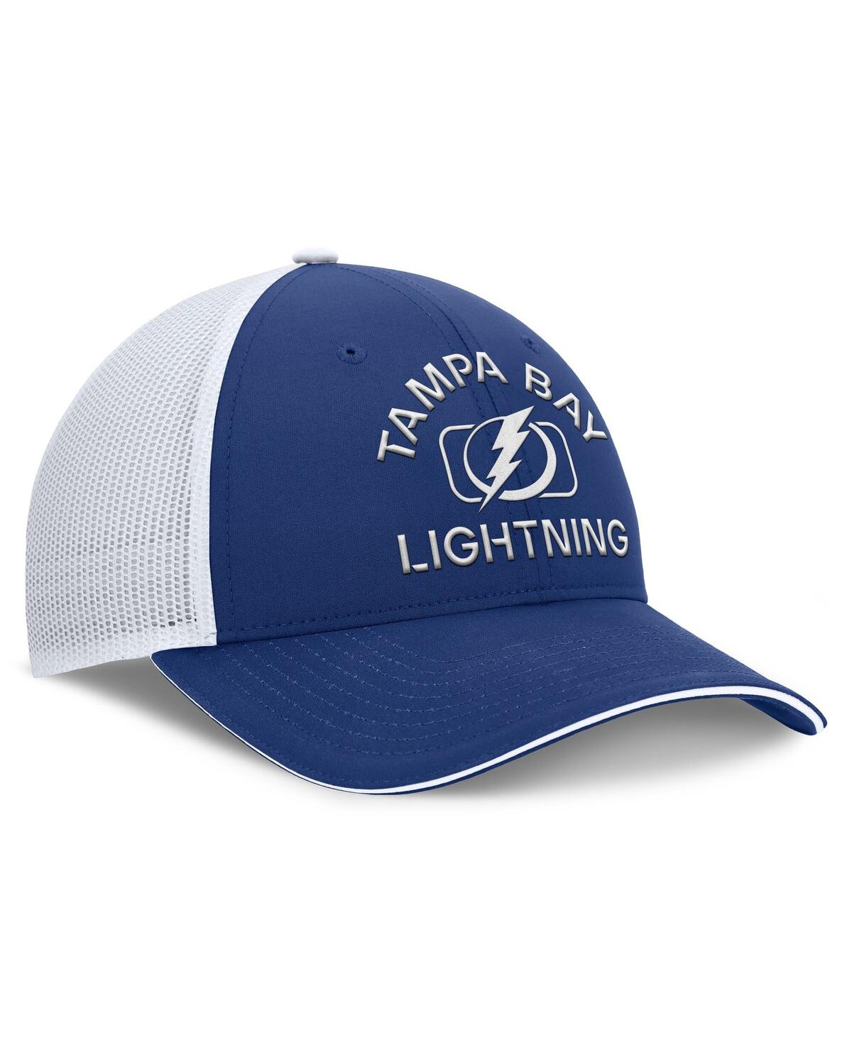 Fanatics Men's Blue/white Tampa Bay Lightning Authentic Pro Rink Trucker Hat In Blue,white