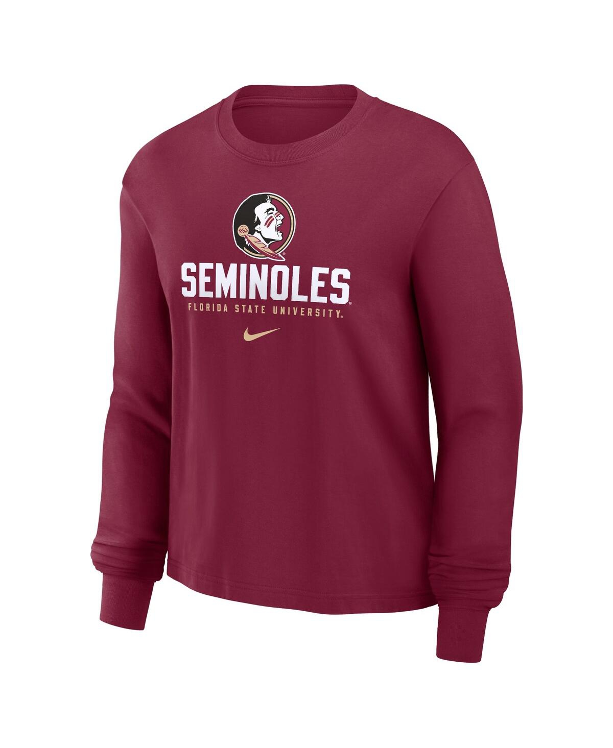 Nike Women's Garnet Florida State Seminoles Primetime University Boxy Long Sleeve T-shirt In Garnet