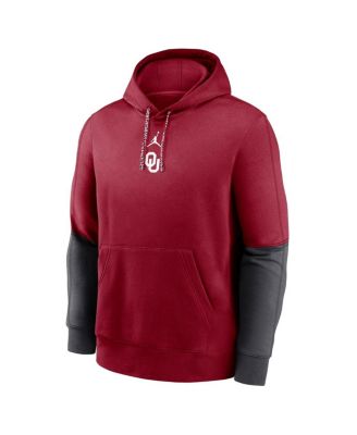 Men's Crimson/Anthracite Oklahoma Sooners 2024 Sideline Club Pullover Hoodie