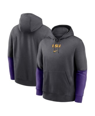 Nike - Men's Anthracite/Purple LSU Tigers 2024 Sideline Club Pullover Hoodie
