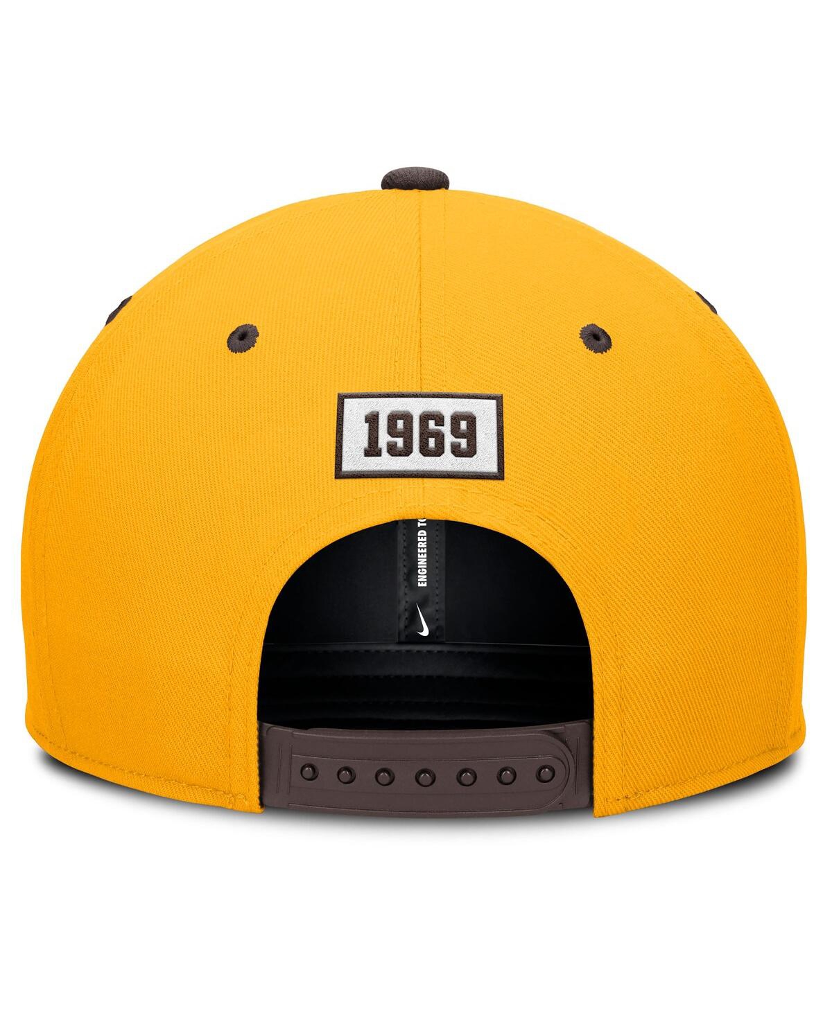 Nike Men's Gold/brown San Diego Padres Cooperstown Collection Pro Performance Snapback Hat In Gold,brown