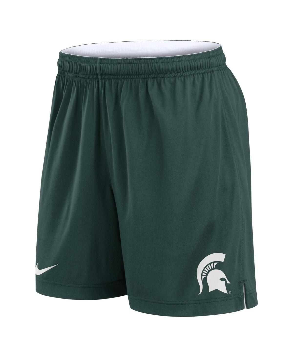 Nike Men's White/green Michigan State Spartans Primetime Reversible Performance Shorts In Green