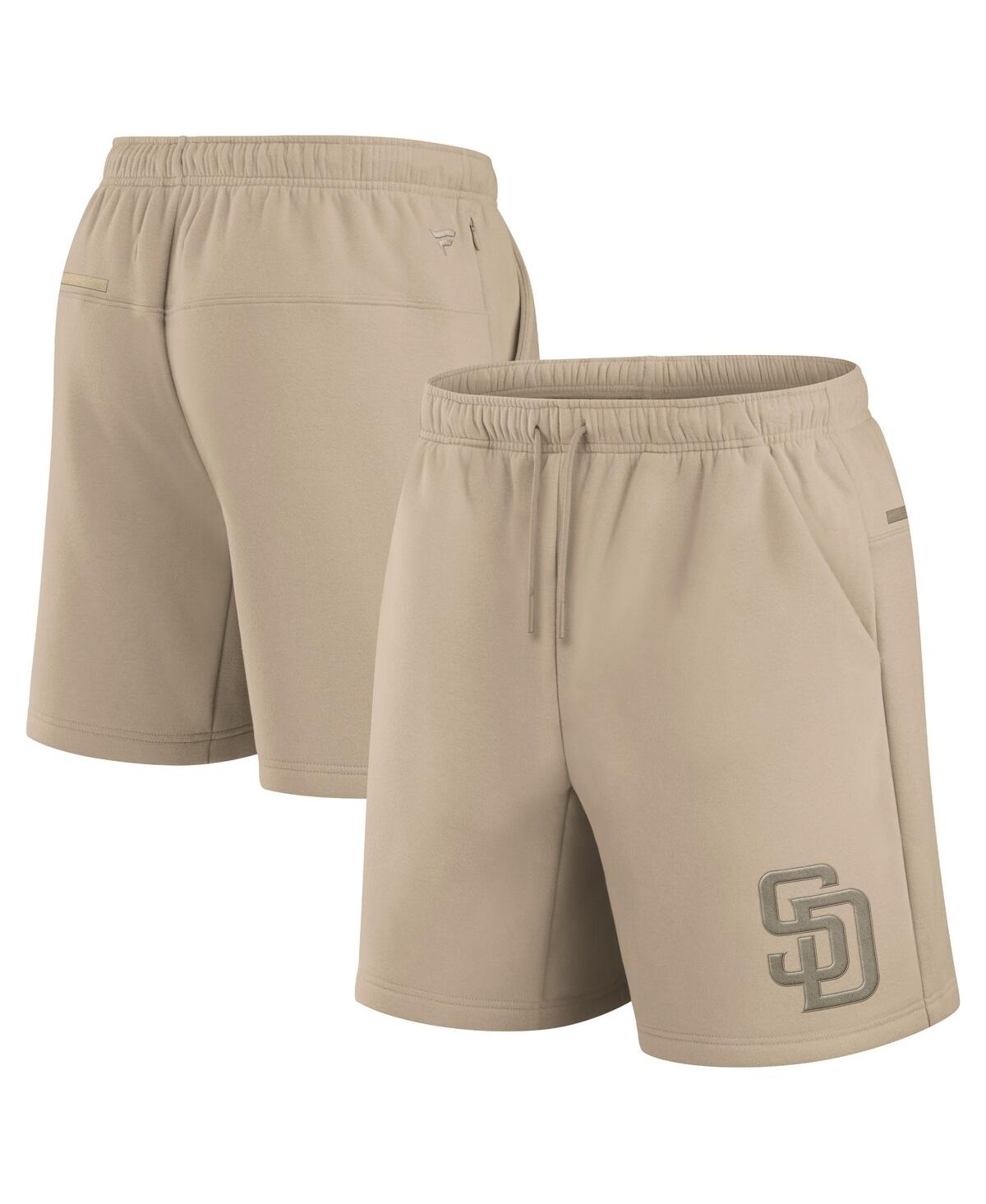 Fanatics Men's And Women's Khaki San Diego Padres Elements Super Soft Fleece Shorts In Khaki