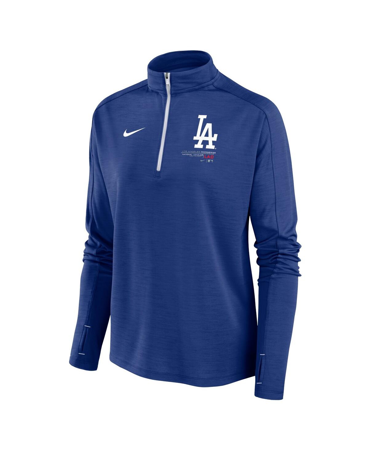 Nike Women's Royal Los Angeles Dodgers Pacer Quarter-zip Top In Royal,white