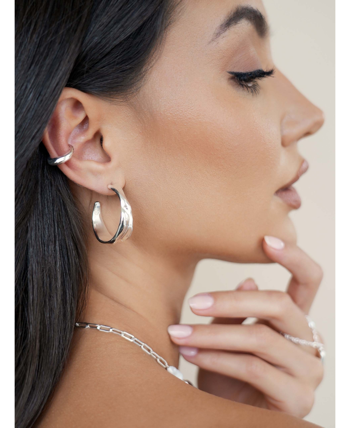 Ettika Liquid Luxe Hoop Earrings In Silver
