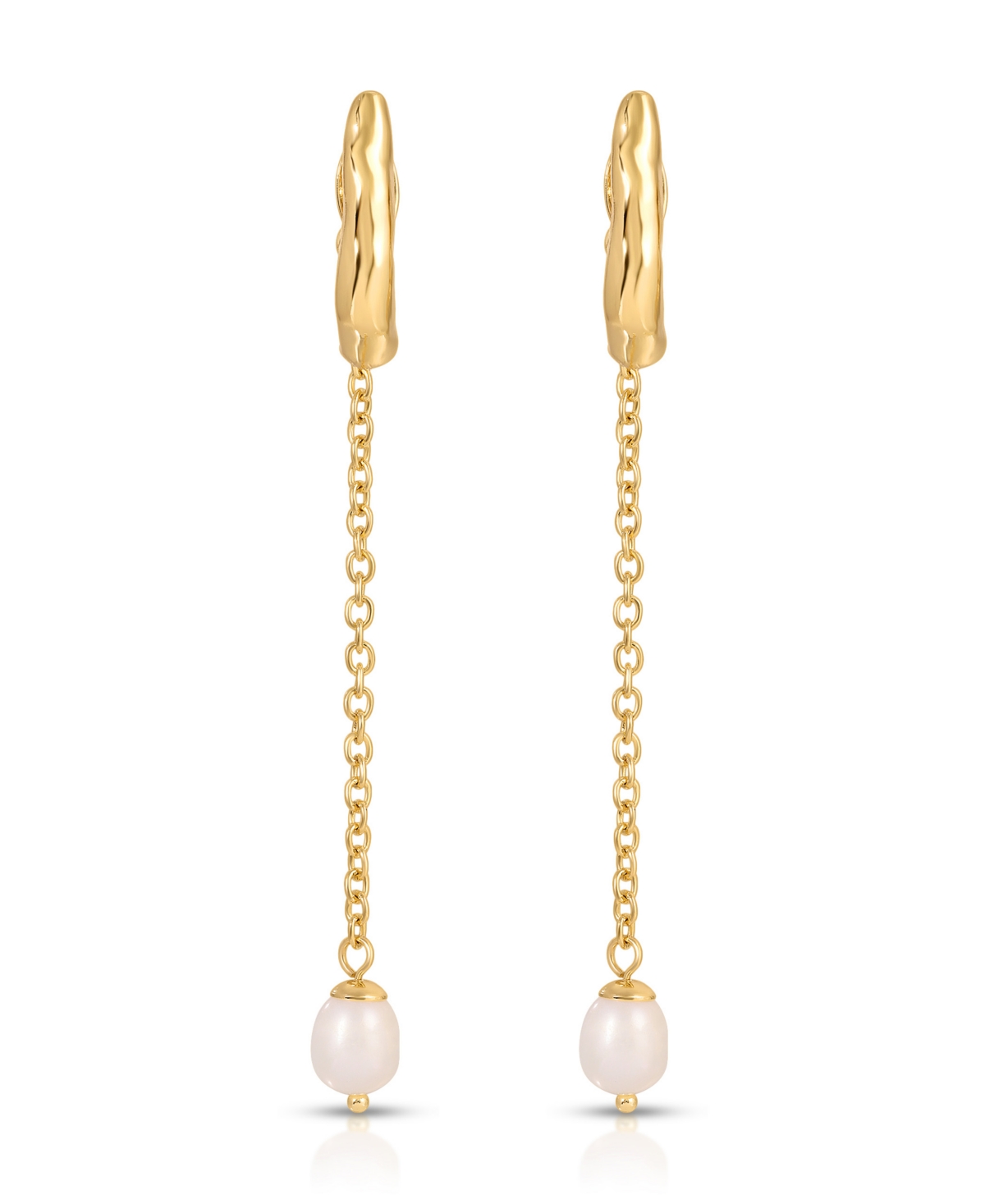 Ettika Lux Cultured Freshwater Pearl Linear Drop Earrings In 18k Gold Plated In Gold