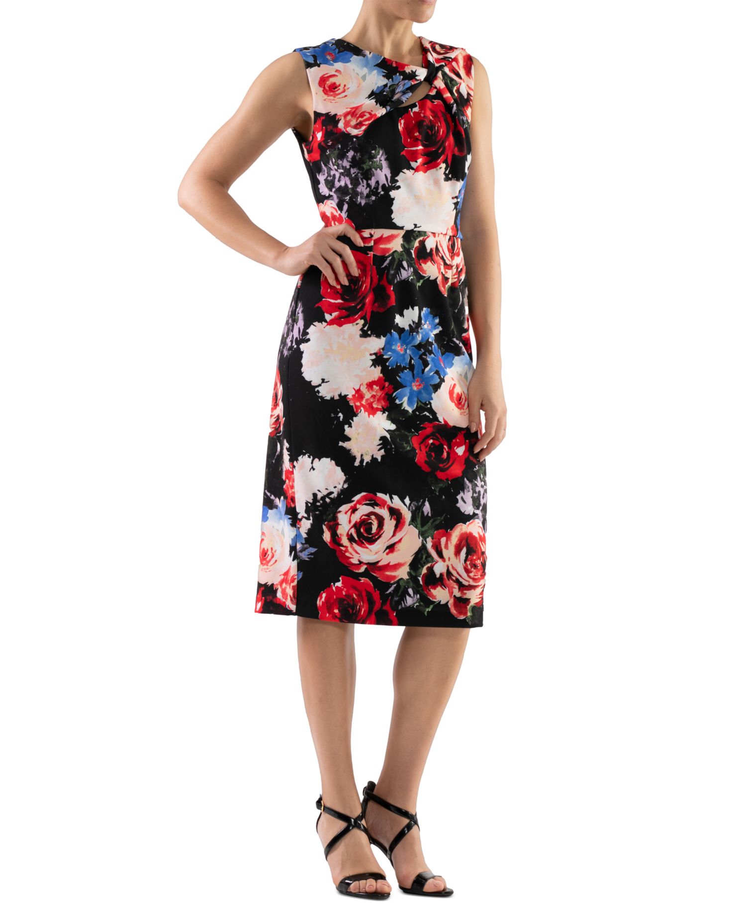 Women's Floral-Print Twist-Front Sheath Dress