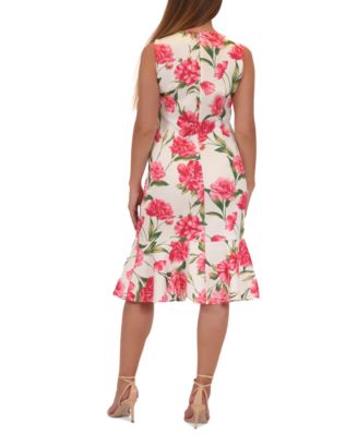 Women's Floral-Print Flounce-Hem Sheath Dress