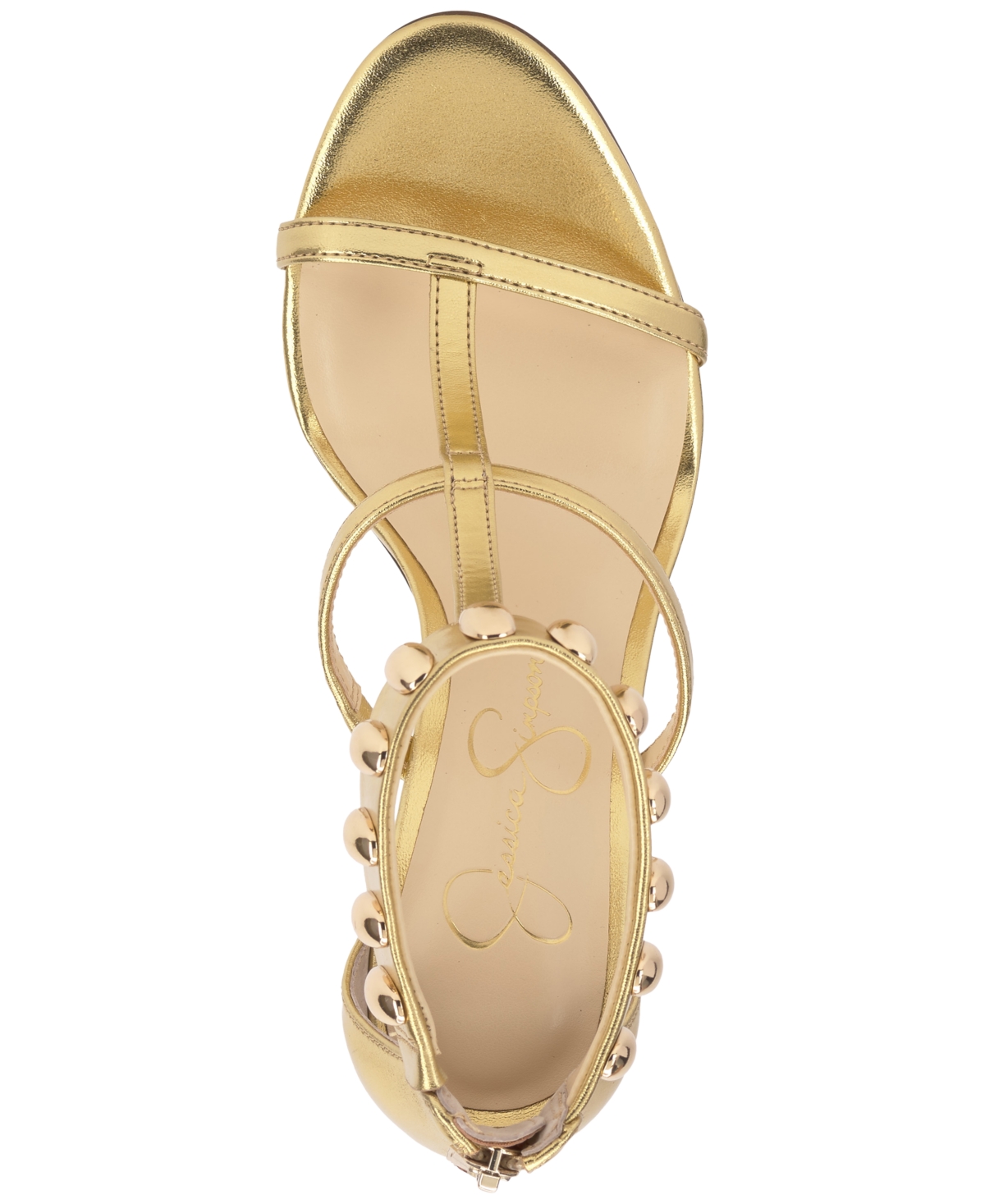 Jessica Simpson Women's Juniya T-strap Studded Stiletto Sandals In Gold