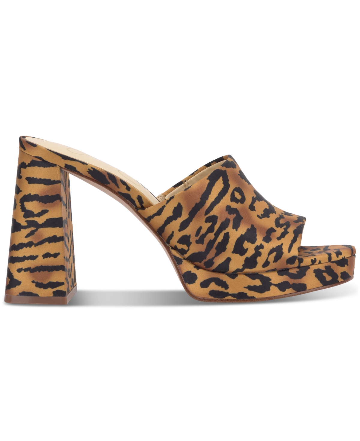 Jessica Simpson Women's Kameena Block-heel Slip-on Sandals In Natural Leopard Satin