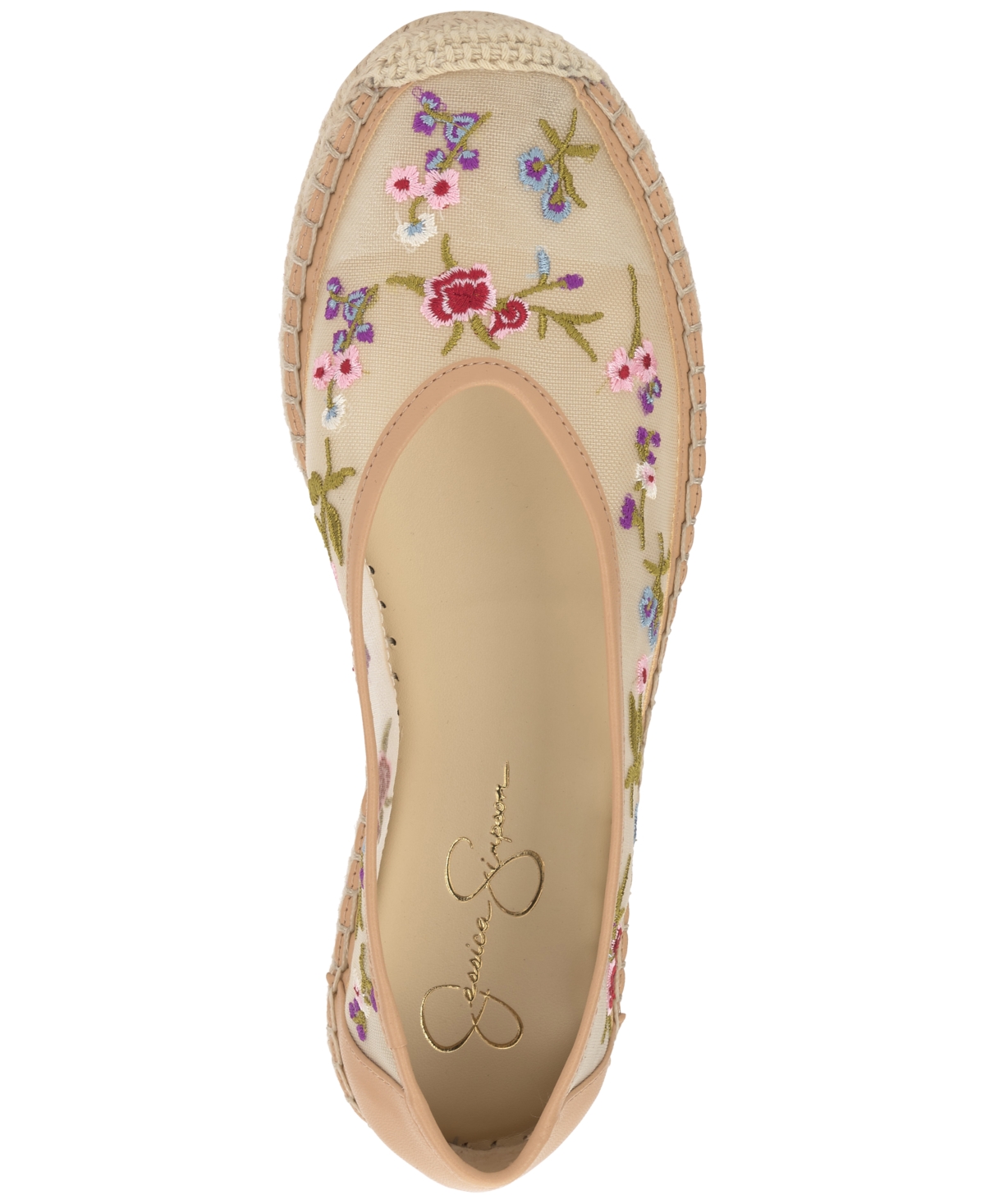 Jessica Simpson Women's Lucciea Mesh Espadrille Flats In Praline Floral Mesh