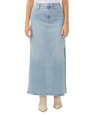 Women's Side Split Denim Maxi Skirt