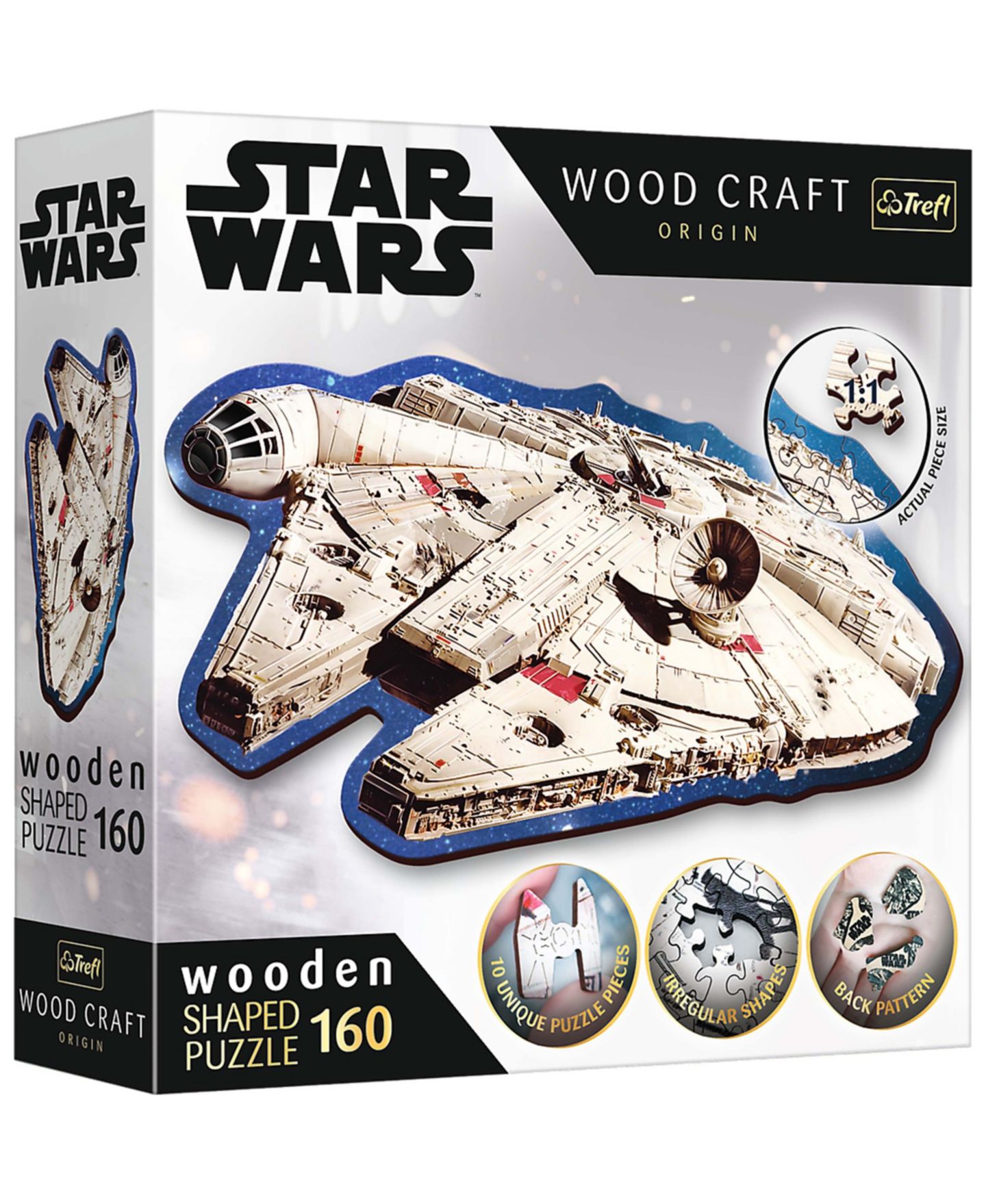 Деревянный пазл Trefl Wood Craft Star Wars Millennium Falcon, 160 деталей, от 12 лет — фото 1
