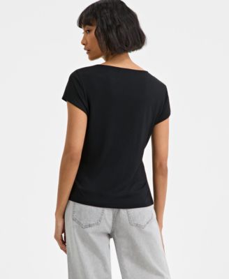 Women's Side-Tie Short-Sleeve Top, Exclusively at Macy's