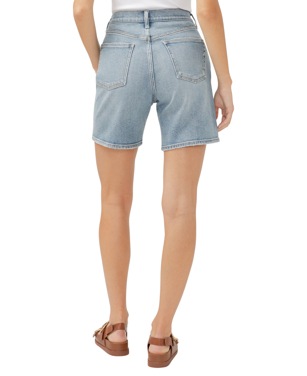 Shop Silver Jeans Co. Women's High Rise Long Shorts In Indigo