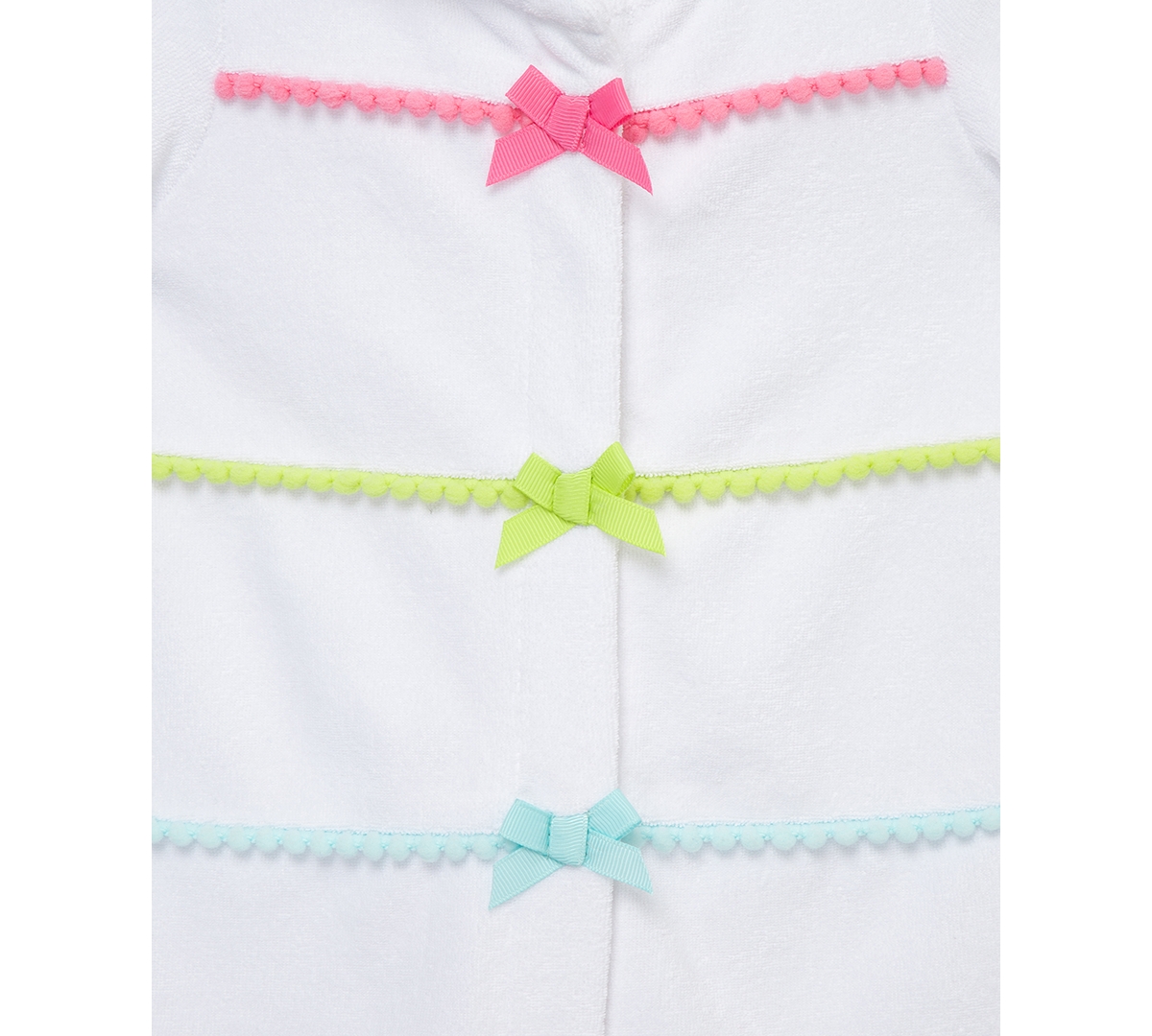 Shop Little Me Baby Girls Pom Pom Hooded Swim Cover-up In White Multi