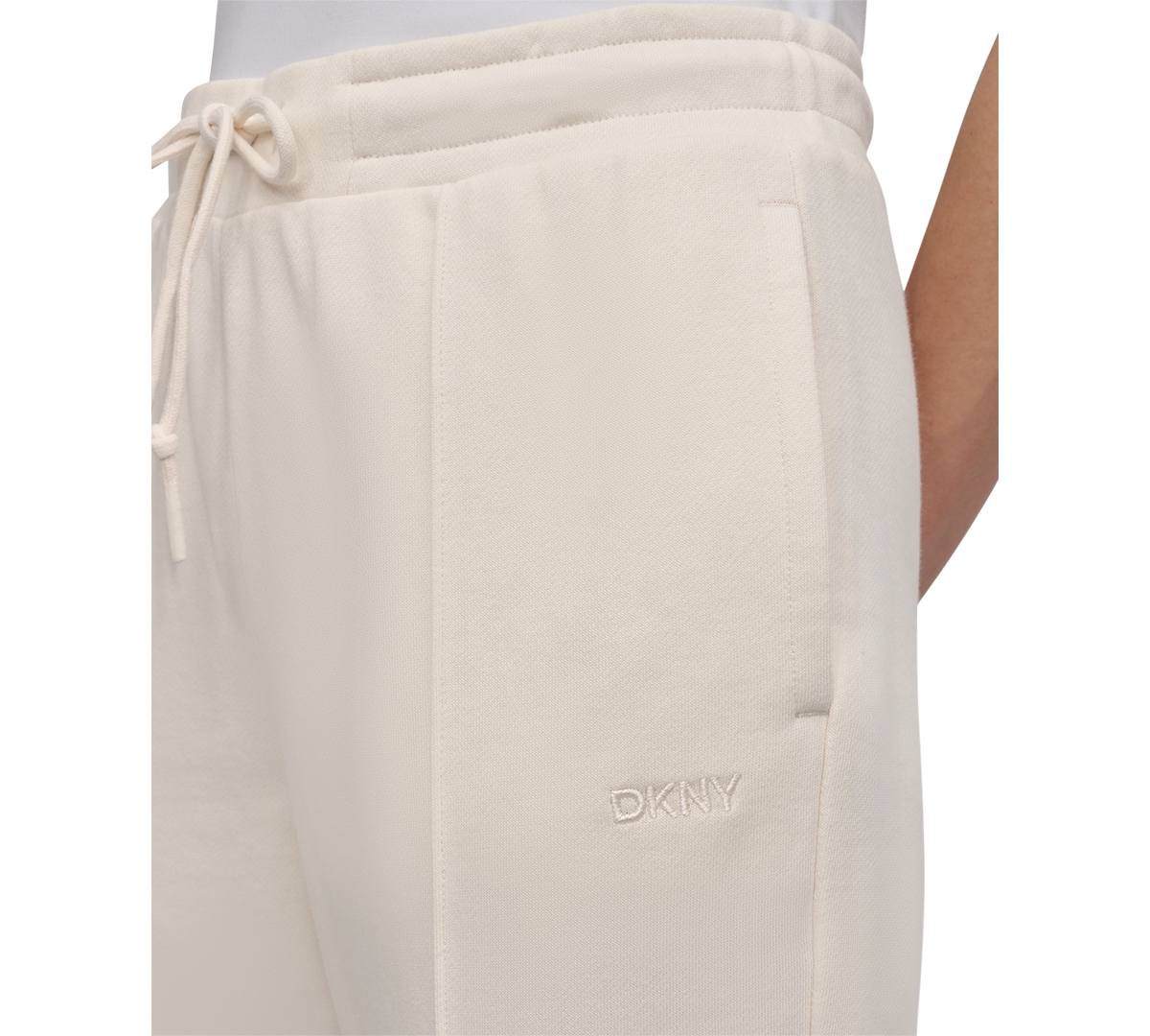 Dkny Sport Women's Zip-cuff High-rise Cotton Joggers In Eggnog