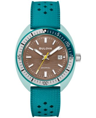 Bulova - Men's Classic Green HNBR Rubber Strap Watch 41mm
