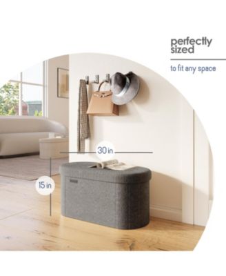 Ovel Boucle Ottoman Storage Bench – Modern Foot wood Stool, Makeup Vanity Stool, Perfect for Living Room & Bedroom Decor