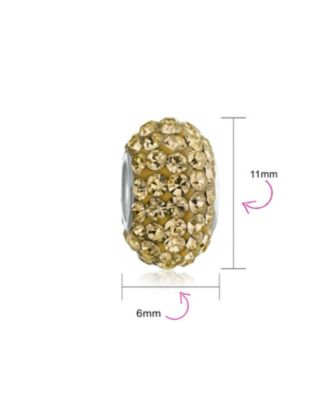 Solid Color Pave Crystal Spacer Bead Charm Bracelet with Sterling Core