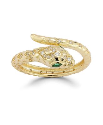 14K Gold Plated Sterling Silver Bypass Snake Ring