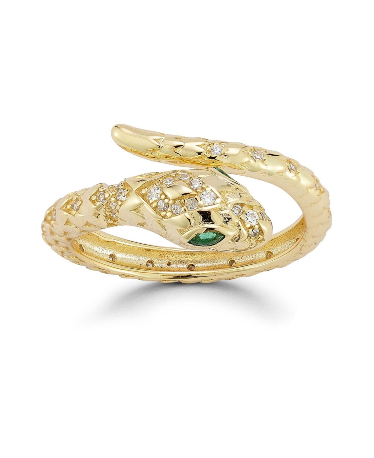 14K Gold Plated Sterling Silver Bypass Snake Ring - Gold