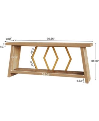 70.86-Inch Long Sofa Table for Living Room, 2-Tier Narrow Console Table with Storage, Wood Foyer Entryway Couch Table for Hallway, Entrance