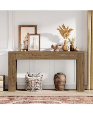 59-Inch Long Wooden Console Sofa Table Behind The Couch with Vertical Slat Legs for Entrance, Hallway, Entryway, Living Room