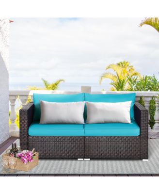 4PCS Patio Rattan Corner Sofa Sectional Furniture Set