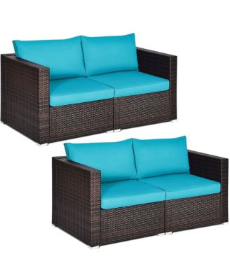 4PCS Patio Rattan Corner Sofa Sectional Furniture Set