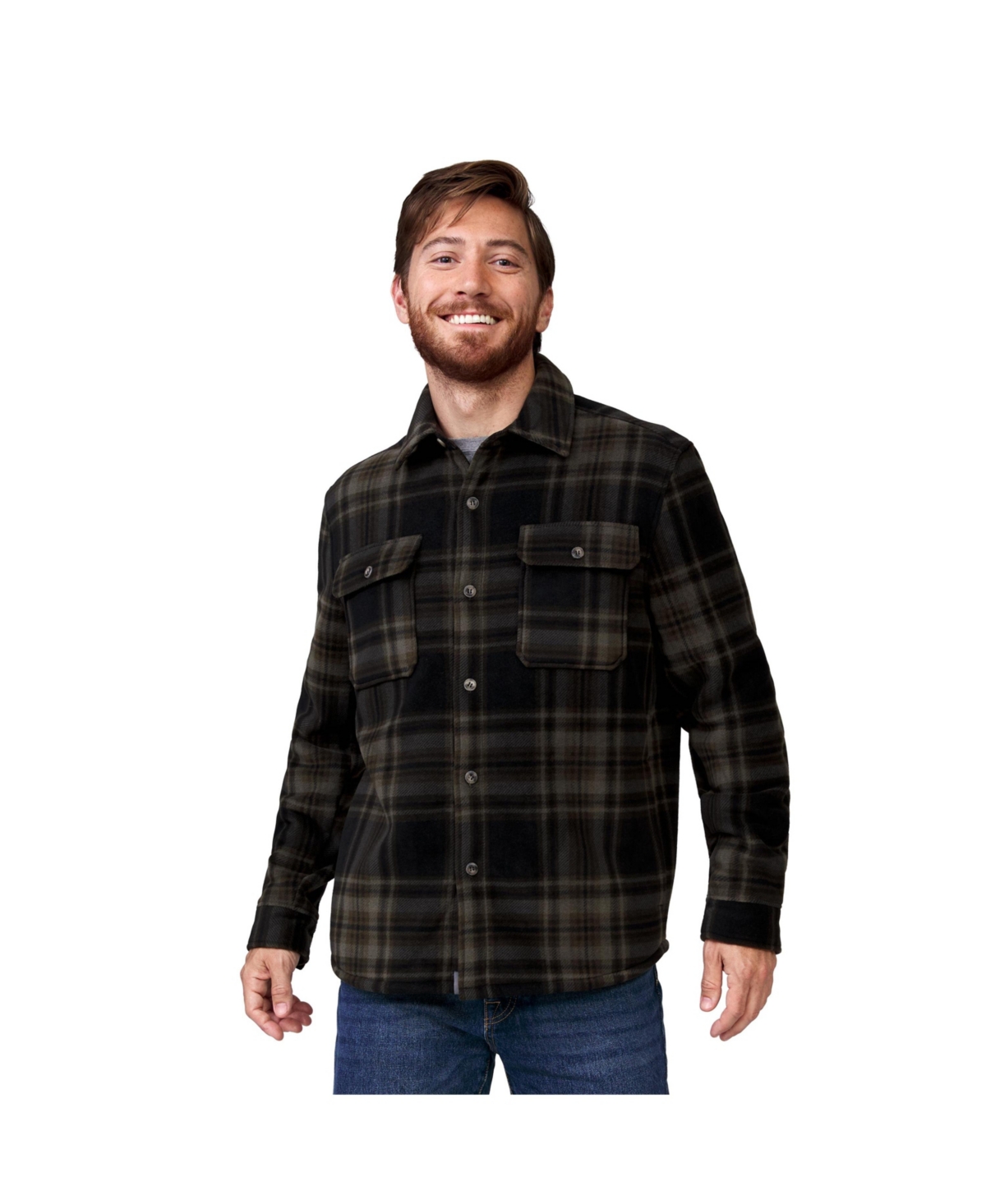 Men's Mountain Ridge Sueded Chill Out Fleece Jacket - Olive plaid