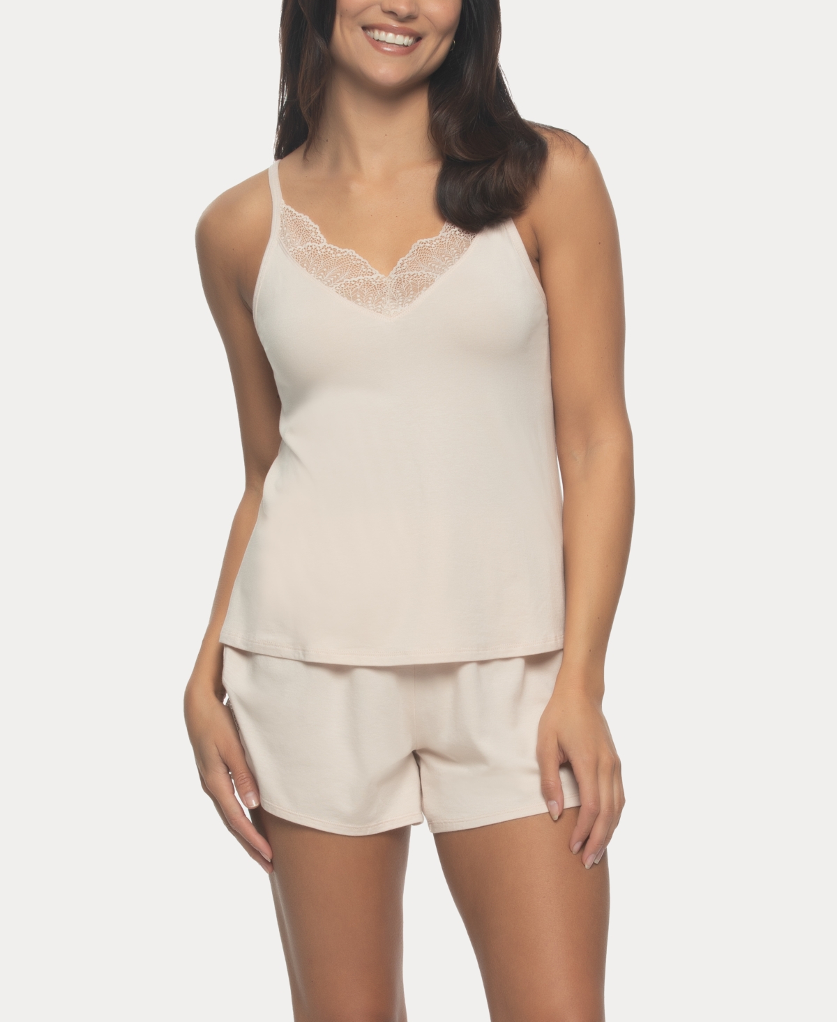Women's Desiree Short Sleeve Pajama Camisole and Short Set - Romantic Tropical