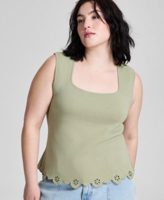 Trendy Plus Size Scalloped-Hem Tank Top, Exclusively at Macy's