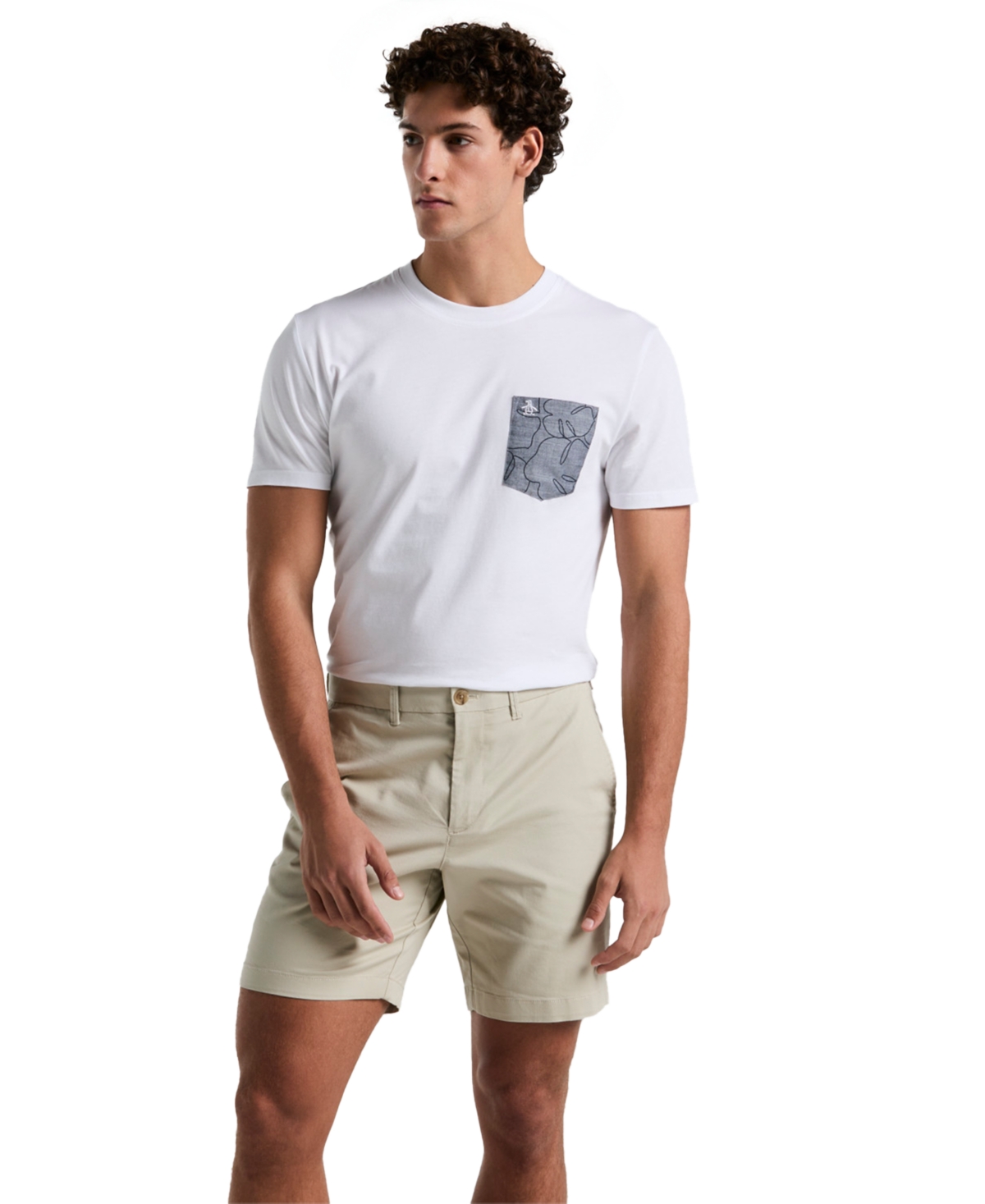 Original Penguin Men's Slim Fit 8" Chino Shorts In Agate Gray