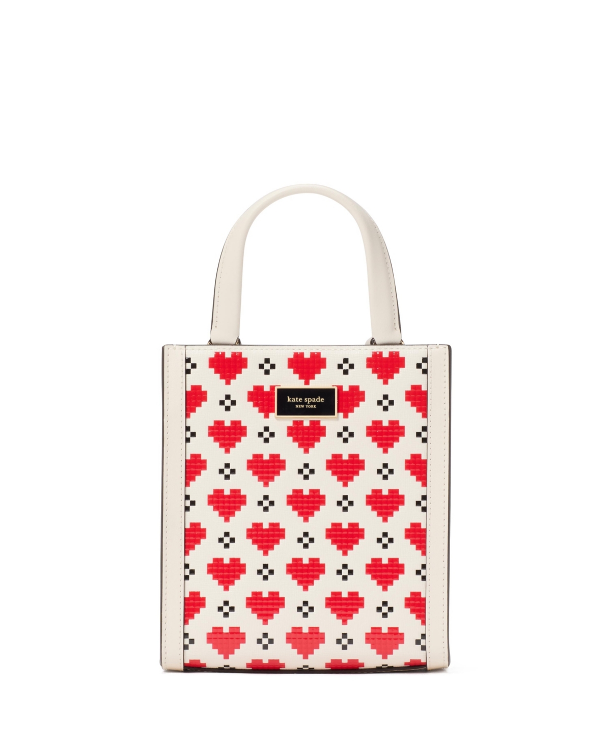Manhattan Pixel Hearts Mini Tote Bag - Cream