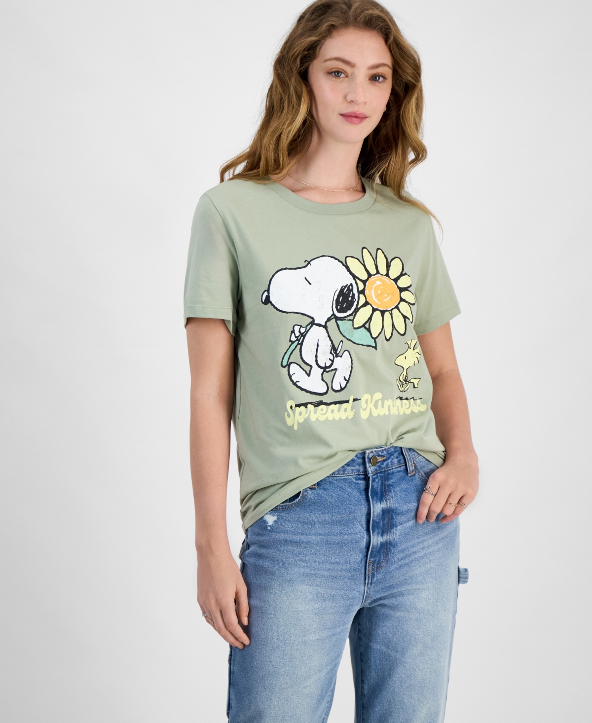 Grayson Threads, The Label Juniors' Snoopy Kindness Graphic T-shirt In Desert Sage