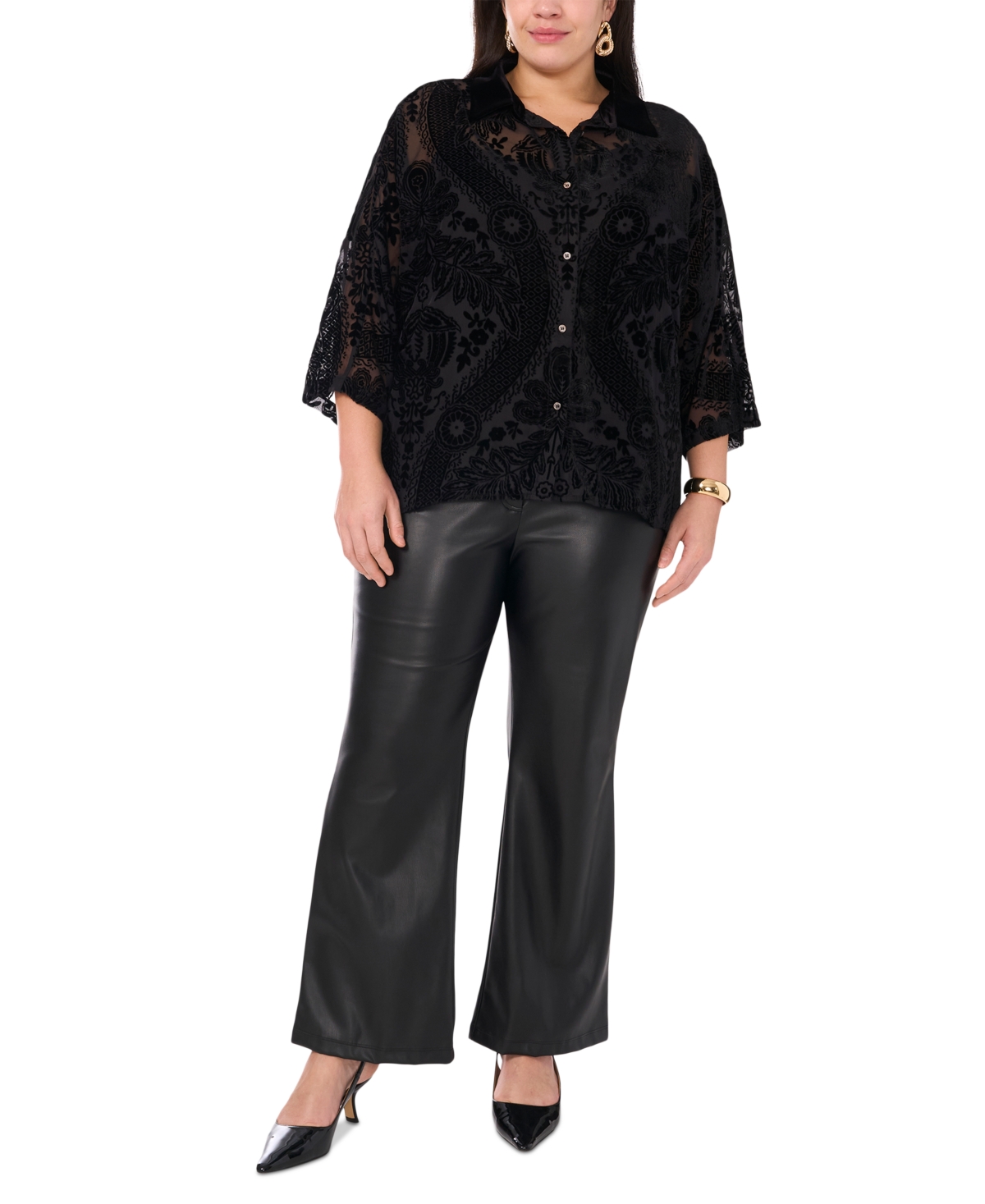 Vince Camuto Plus Size Drop-shoulder 3/4-sleeve Blouse