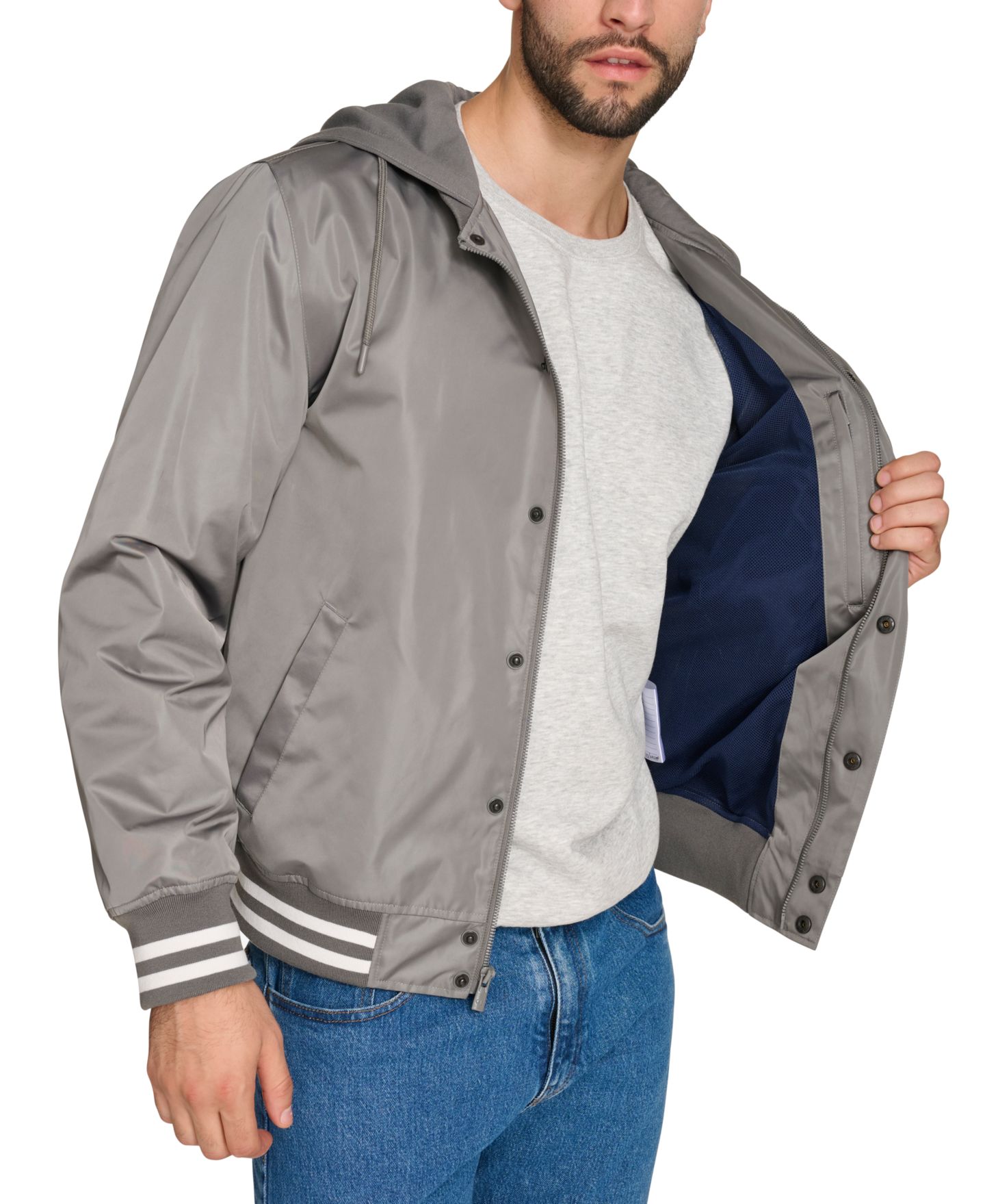 Мужская куртка Champion Jersey Hood Varsity Bomber, цвет: Оловянный — фото 3